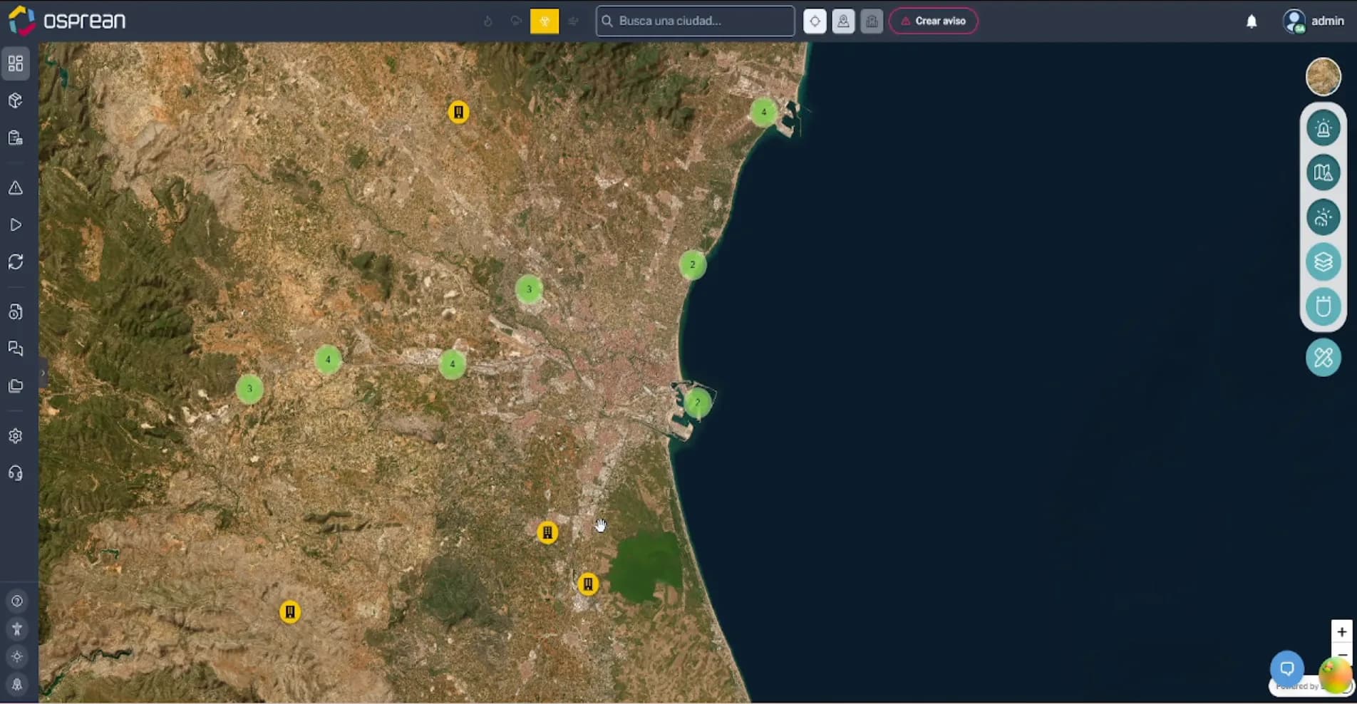 Osprean map showing chemical-risk industries in the Valencia area