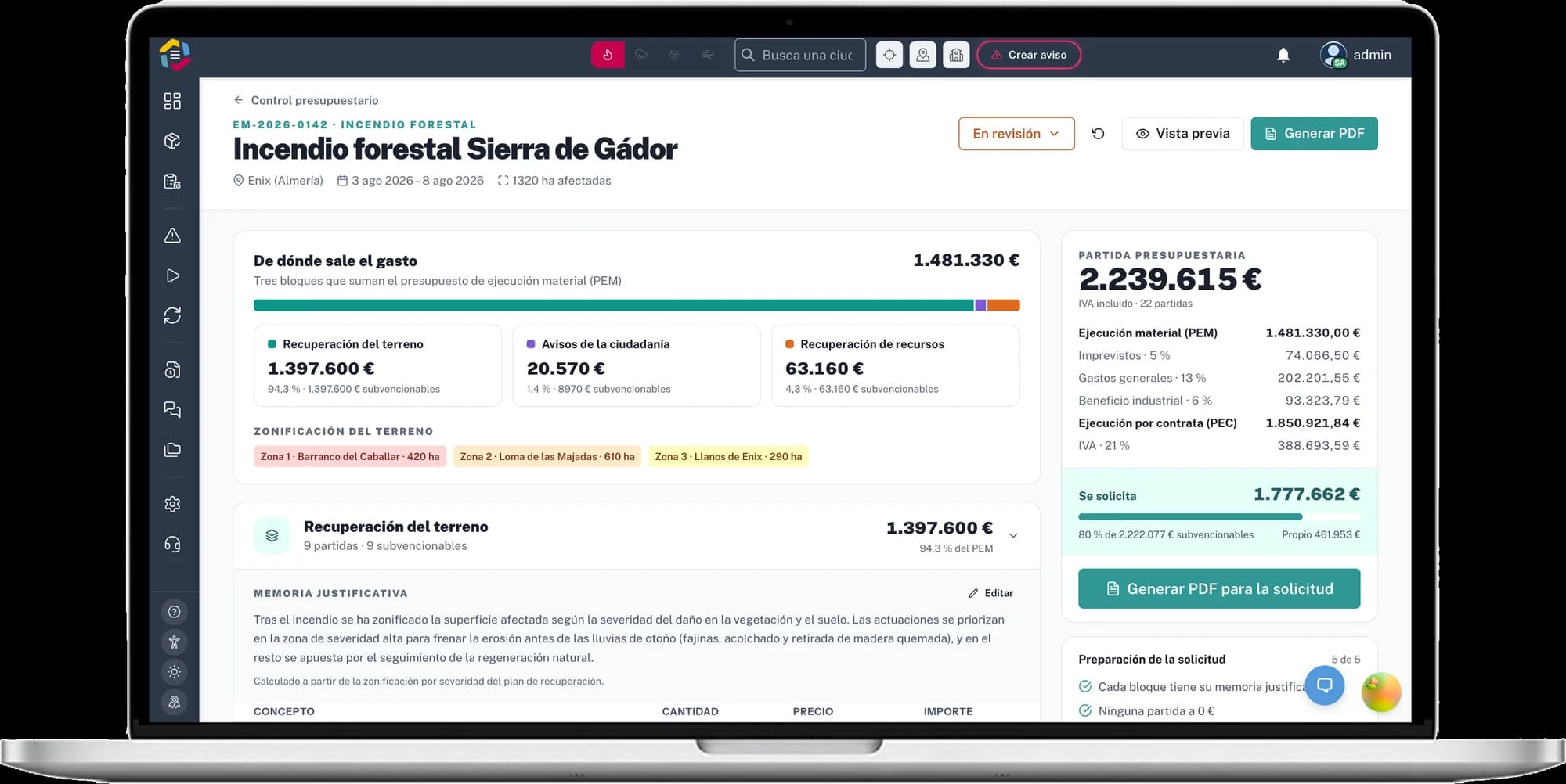 Screenshot · Budget and supporting report